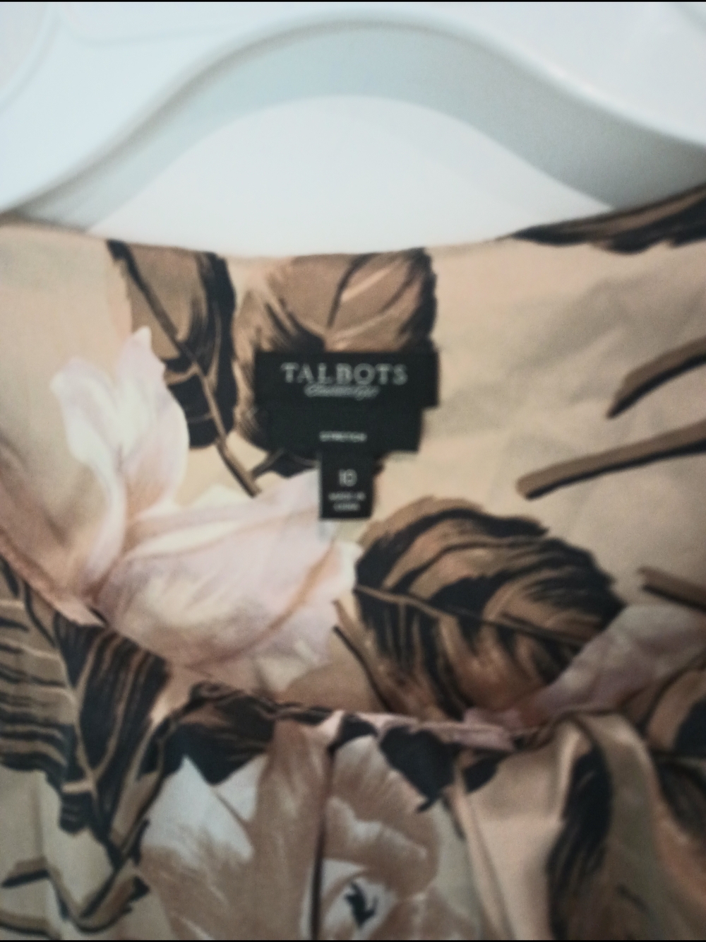 Talbots Beige Floral Cap-Sleeve Camisole with Blush Roses - Picture 2 of 6